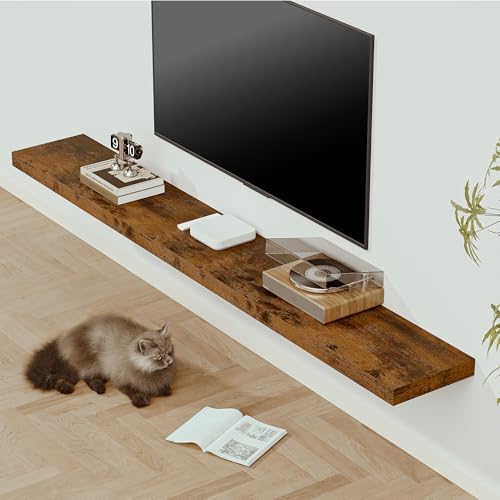 Vivelove Deep Floating Shelves 72x12” Set of 1, Rustic Brown - Image 4