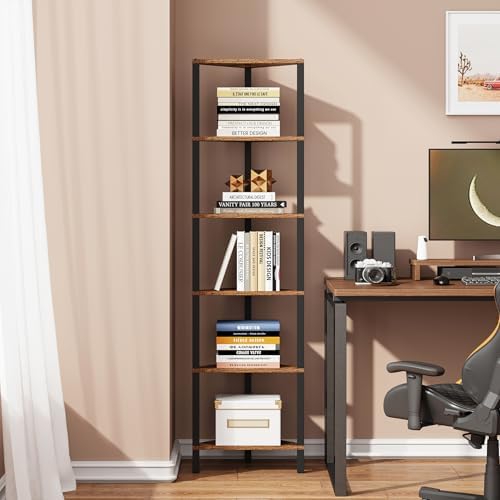 TUTOTAK Corner Shelf, 6-Tier Corner Bookshelf - Image 3