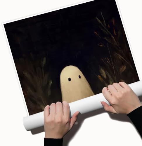 HTTART Vintage Halloween Ghost Poster Set of 6, Gothic Cute Ghost Witch Canvas - Image 6