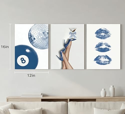 Blue Fashion Canvas Wall Art, Trendy Ashion Pictures Wall Decor16X12in - Image 2