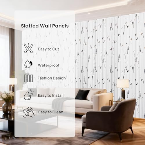16 Pack Faux Marble Slat Wall Panels - Image 4