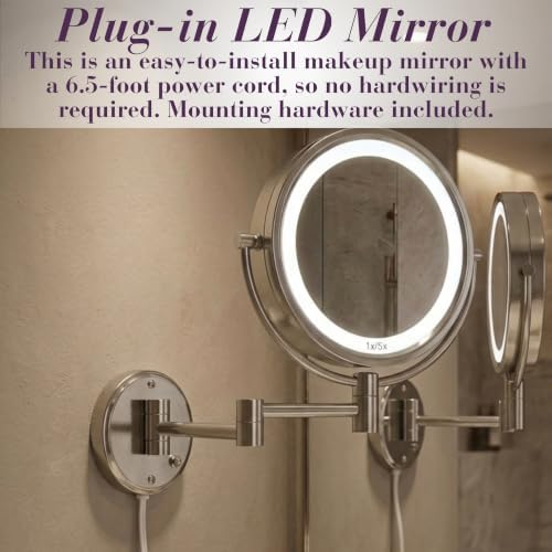 JERDON Lighted Wall-Mount Makeup Mirror - Image 3