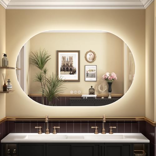 SMIROR 48x30 Oval Backlit LED Bathroom Vanity Mirror by SMIROR