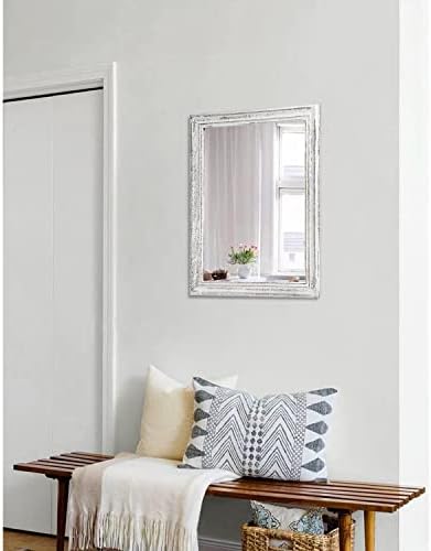 Wall Mirror with Rustic Wood Frame Rectangle Hanging Mirrors - Image 5