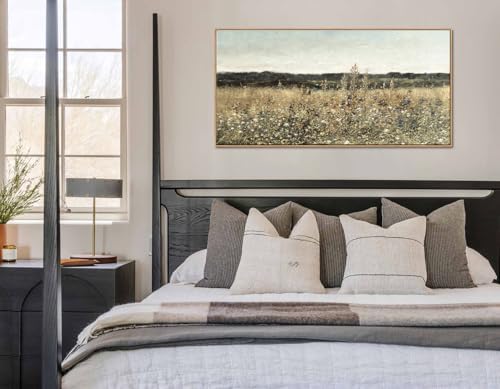 DJSYLIFE Framed Wall Art, Vintage Wildflower Field Canvas, 20x40 Inch - Image 3
