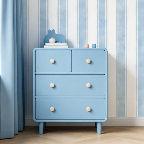 17.3" x 480" Watercolor Blue Striped Peel and Stick Wallpaper - Image 7