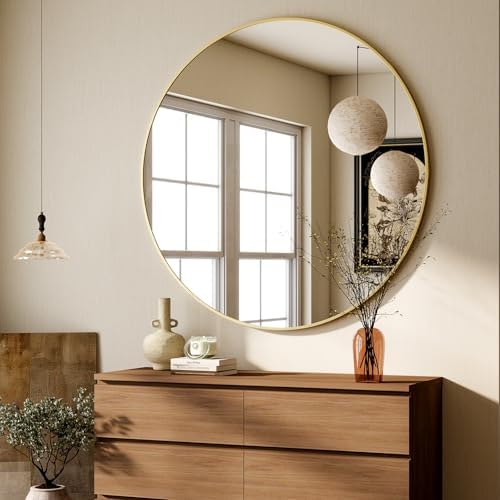 HARRITPURE 48 Inch Round Mirror Gold Circle Bathroom Mirror - Image 5
