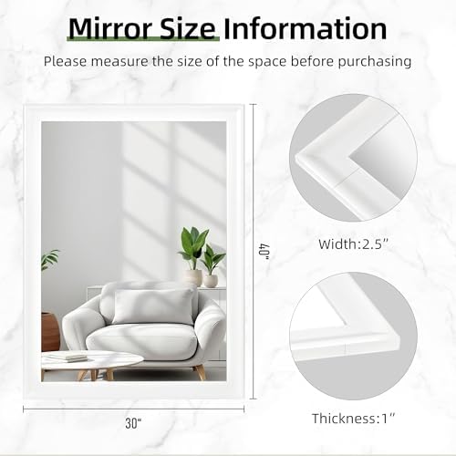 Tanmicoshomy White Rectangle Bathroom Wall Mirror 30x40 Inch - Image 4