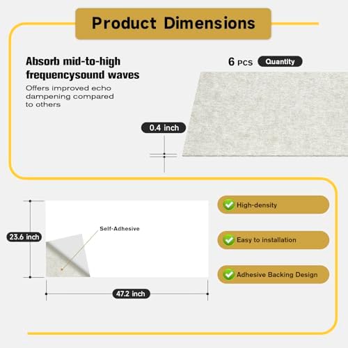 6 PCS Acoustic Panels, 47.2" x 23.6" Self-Adhesive Soundproof Wall Panels - Image 5