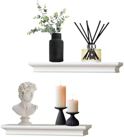 AHDECOR Modern White Floating Shelves, Sleek Wall Mounted Storage Solution - Image 4