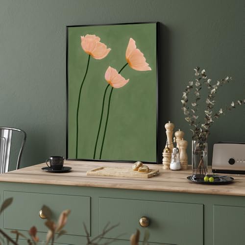 Olive Green Botanical Wall Art Vintage Peony Blush Trio Poster Prints - Image 4