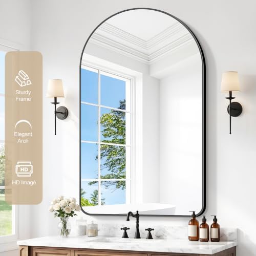 GLASHOM Arched Bathroom Mirror, Wall Mounted Mirror, Living Room, Vertically - Image 2