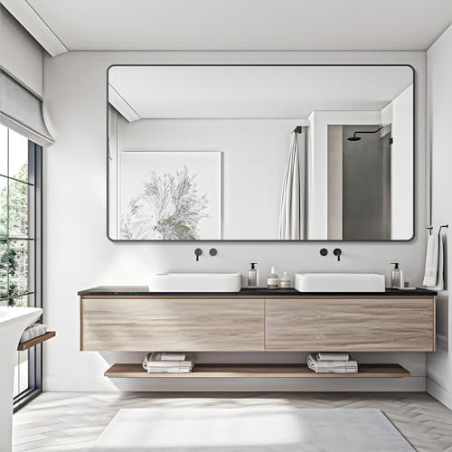 DESBING 30" x 60"Bathroom Mirror, Matte Black Wall Mirror - Image 2