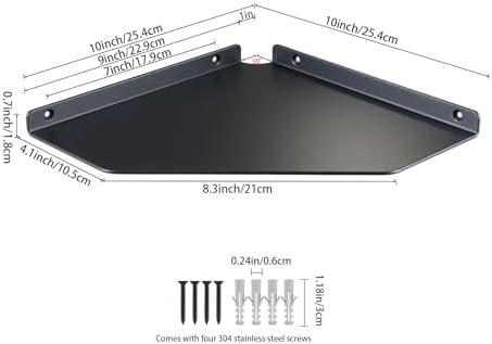 10 Inch Black Floating Corner Shelf Wall Mounted, Large Triangle Shelf - Image 3