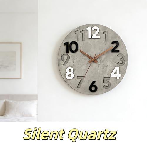 Nbdeal 12-inch Silent Wall Clock, Concrete Gray - Image 3