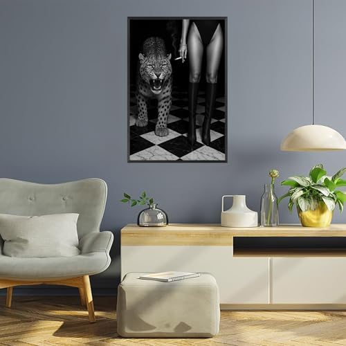 Black And White Leopard Poster Trendy Women Boots Canvas Wall Art Bold Glam - Image 4