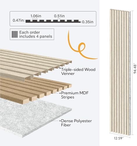 Olanglab Wood Panels for Wall 4Pack 94.5"x12.6" Light Oak - Image 4