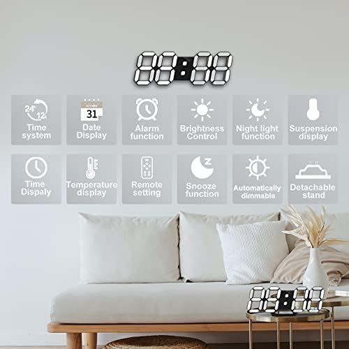 Deeyaple Led Digital Alarm Clock 3D Small Wall Clock Snooze Dimmable Time - Image 2