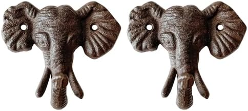 Rustic Elephant-Shaped Decorative Wall Hook Rack Hangers by Zorues