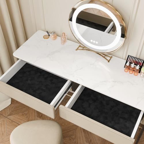 CHIHUT Black Velvet Drawer Liner Soft Textured Peel and Stick Flocking Wallpaper - Image 4