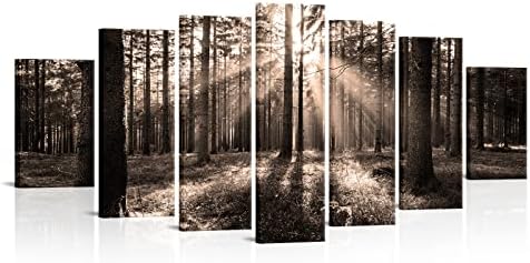 RyounoArt Xlarge 7 Pieces Forest Canvas Wall Art Sepia Pictures Nature Painting by RyounoArt