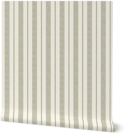 Spoonflower Ticking Stripes Peel and Stick Wallpaper by Spoonflower