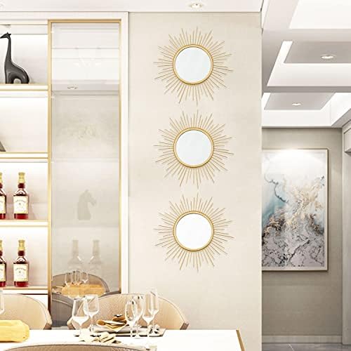 3 Pack Metal Mirrors for Wall Gold Sunburst Wall Mirror Home Decor Wall Art - Image 5