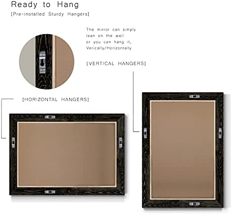 Renditions Gallery Rectangular Vintage Black Wood Framed Body Mirror Verticle - Image 6