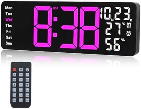Digital Wall Clock Large Display, 17.3" Digital Clock by Jun-Electron