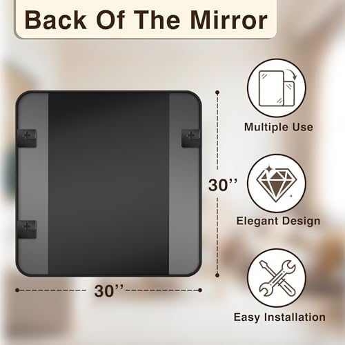 Vanity Bathroom Mirror, 30”x30” Black Bathroom Mirror - Image 2