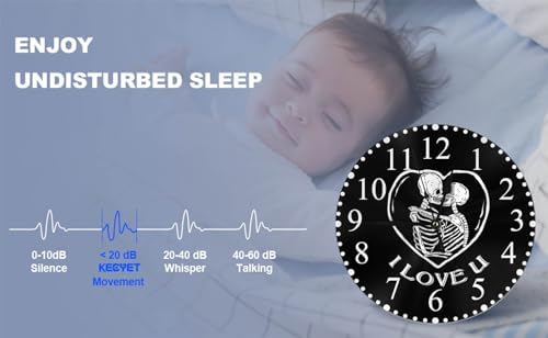 Skull Kiss Wall Clock 10 Inch Battery Operated I Love U Clock Silent - Image 6