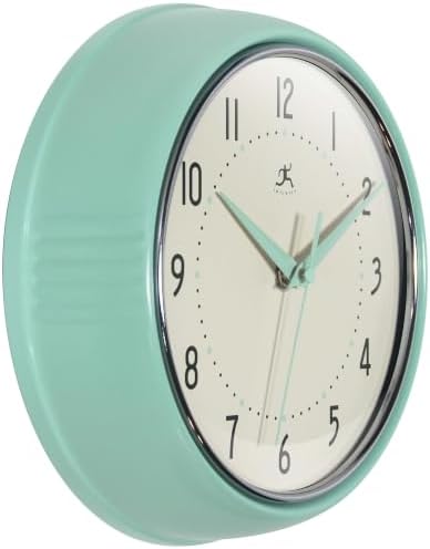 Infinity Instruments Retro Round Metal Wall Clock, Pastel Green - Image 4