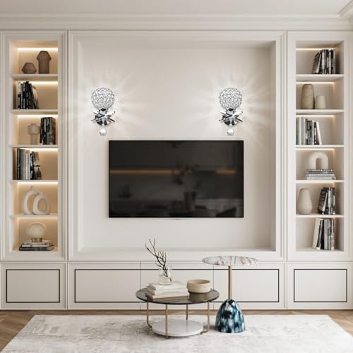 TISLYCO Crystal Wall Sconces Set of Two, Modern Wall Light Sconces Wall Lighting - Image 6