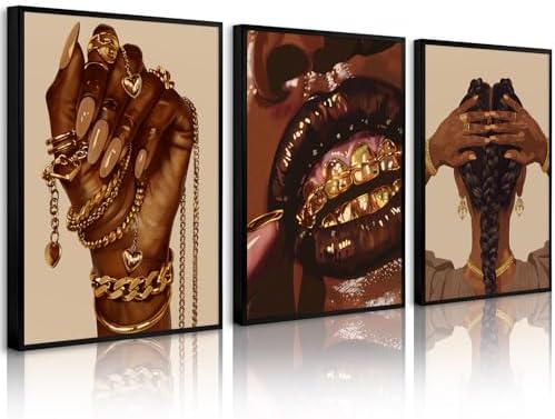 Pouydmi Black Girl Wall Art African Woman Canvas Wall Decor Black Women People by Unknown