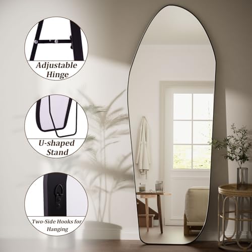 Freeform Asymmetrical Floor Mirror 71"X26" DIY Gift Matte Black - Image 6