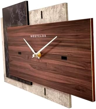 Westclox Modern Fusion Wall Clock – Layered Wood and Marble-Inspired Design - Image 4