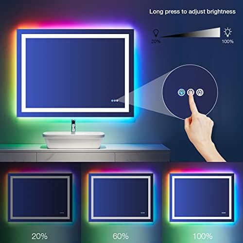 LOAAO 40"X32" RGB LED Bathroom Mirror - Image 4