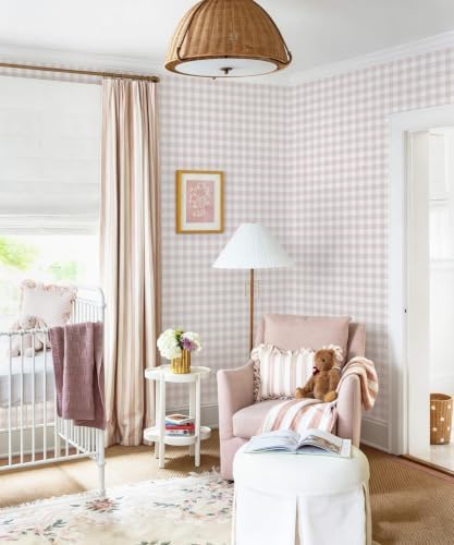 Heroad Pink Peel and Stick Wallpaper Boho Gingham Checkered Contact Paper - Image 3