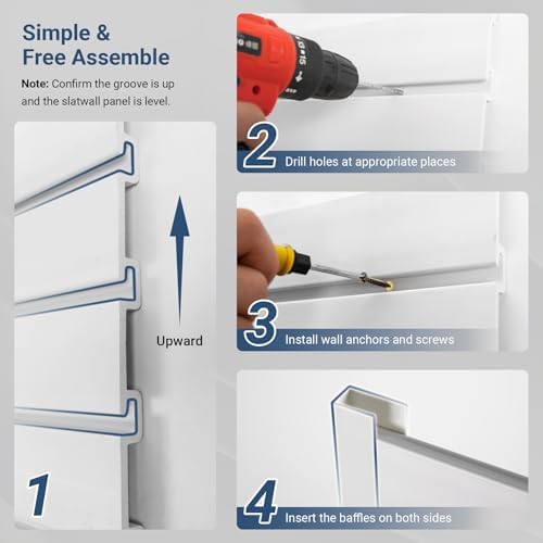 Neoaider Slatwall Panel 8 FT x 4 FT, Interlocking Slat Wall Paneling - Image 6