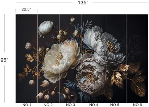 Exquisite Dark White Peony & Gold Floral Wallpaper - Image 5