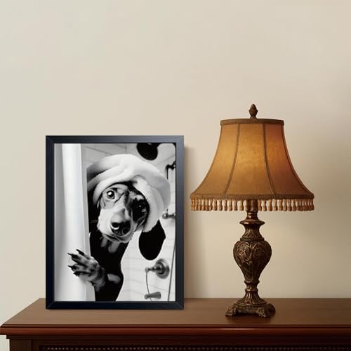 XYHYRA Black and White Bathroom Wall Art, Funny Dachshund Canvas Prints Poster - Image 5