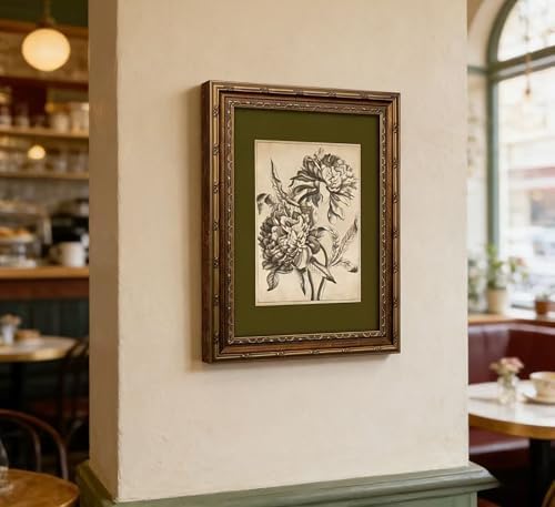 Vintage Gold Framed Floral Canvas Wall Art, Retro Flower Sketch Botanical - Image 5