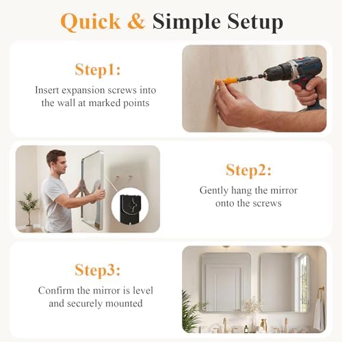 NEWBULIG Bathroom Mirror for Over Sink, 32X48 Inch Wall Vanity Mirror - Image 5