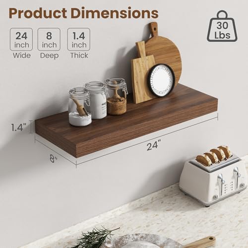 24 Inch Floating shelves for Wall, 8 Inch Deep, Invisible Brackets - Image 3