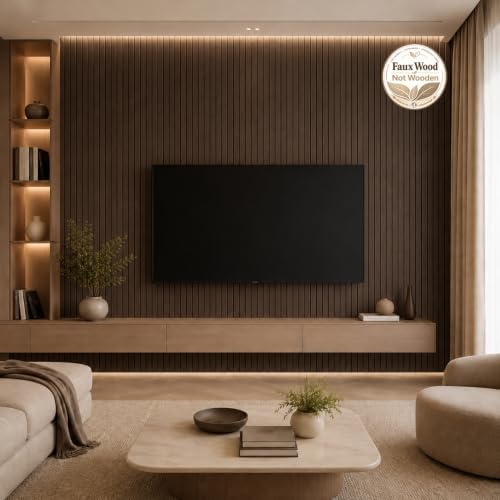 Peel and Stick PVC Slat Wall Panel, 3D Faux Smoked, 15.8" x 118" - Image 2