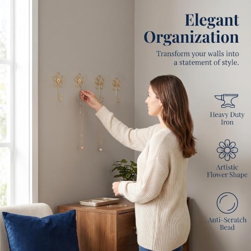4 Pcs Heavy Duty Decorative Wall Hooks, Creative Flower Shaped Wall Mounted Hook - Image 3