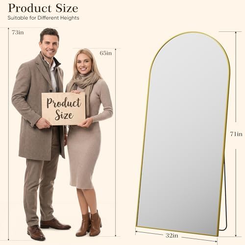 71"x32" Arched Full Length Mirror, Full Body Floor Mirror - Image 2