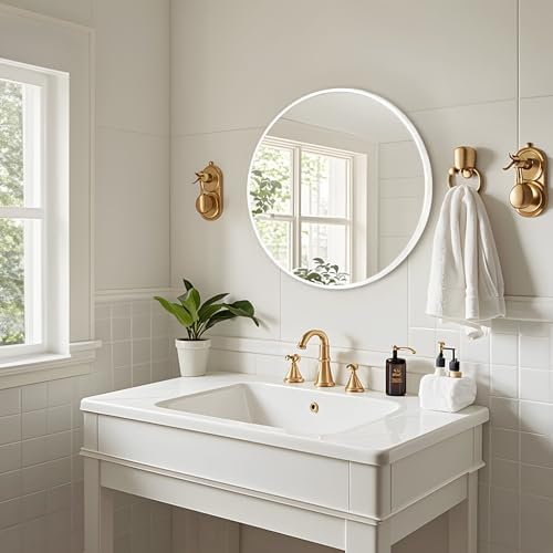 White Round Mirror 18 Inch, Wall Circle Mirror - Image 3