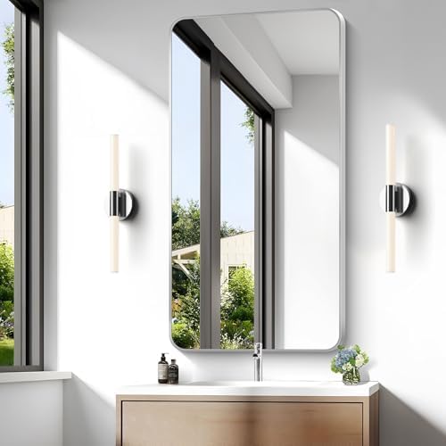 BONEWEI Silver Bathroom Mirror, 24x48 inch Wall Mirror - Image 3