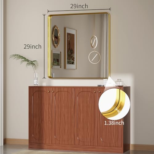 Koonmi Gold Bathroom Mirror, 29x29 Shatterproof Wall Vanity Mirror - Image 6
